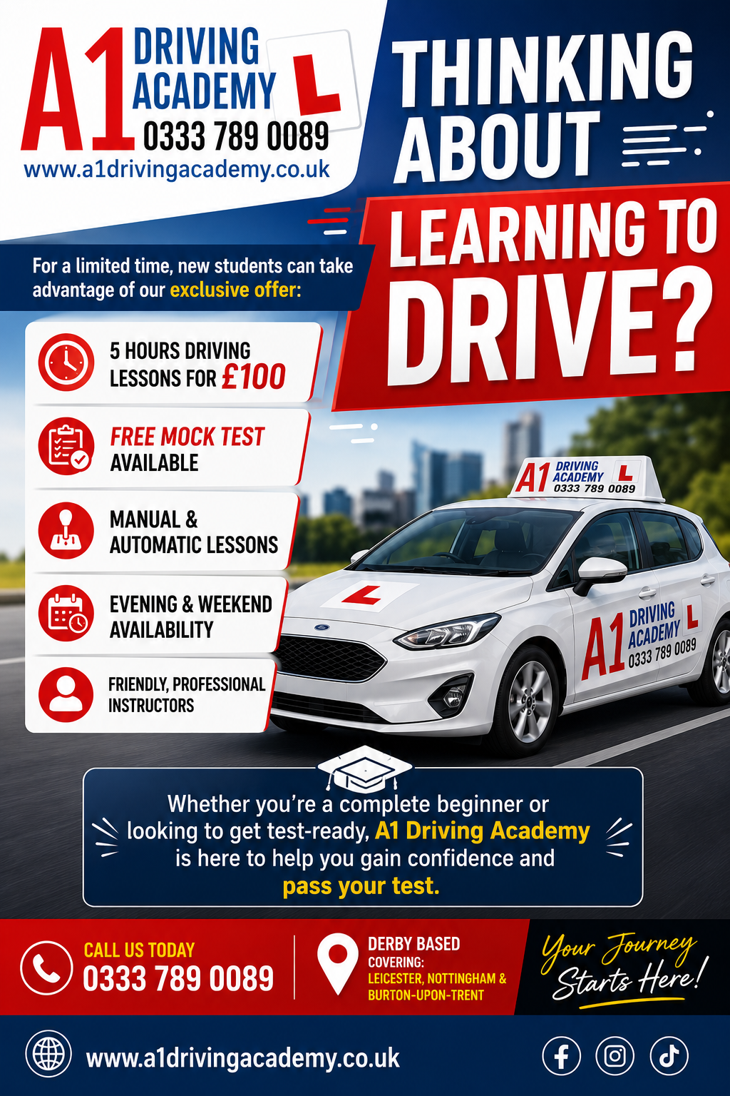 5 hours driving lessons for £100 offer